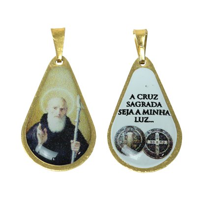 20 unid - Medalha Gota de São Bento Frente e Verso