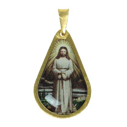 20 unid - Medalha Gota Nossa Senhora das Lágrimas e Jesus Manietado Frente e Verso