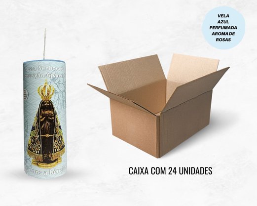 24 Unid - Vela Azul Nossa Senhora Aparecida Perfumada