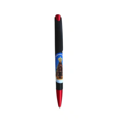 50 unid - Caneta Personalizada Esferográfica Preta com Vermelho