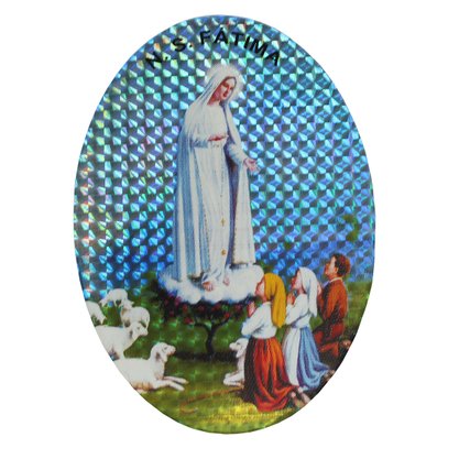 Adesivo de Nossa Senhora de Fátima Oval 12 cm X 9 cm