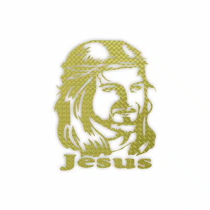 Adesivo Face de Cristo Dourada 11cm x 7.5 cm