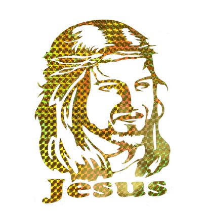 Adesivo Face de Cristo Dourado 19 cm X 14 cm