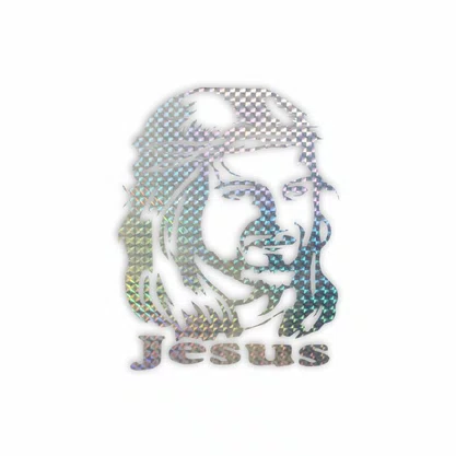 Adesivo Face de Cristo Prata 11 cm X 7,5 cm
