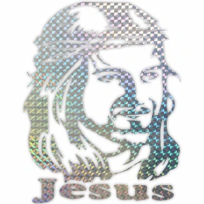 Adesivo Face de Cristo Prata 19 cm X 14 cm