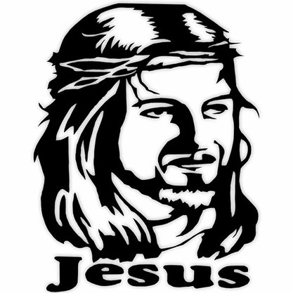 Adesivo Face de Cristo Preta 19 Cm X 14 Cm