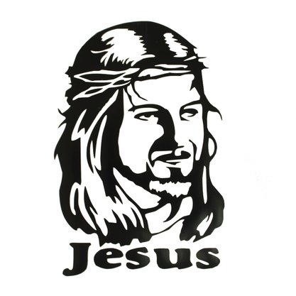 Adesivo Face de Cristo Preto 11 cm X 7,5 cm