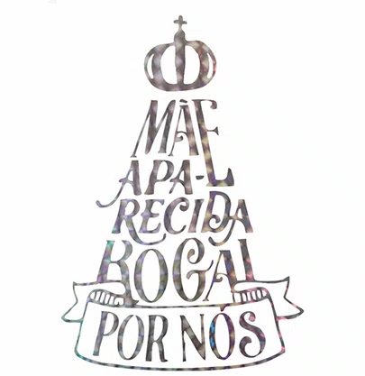Adesivo Mae Aparecida Rogai Por Nos em Prata 13.5 X 9.5 Cm