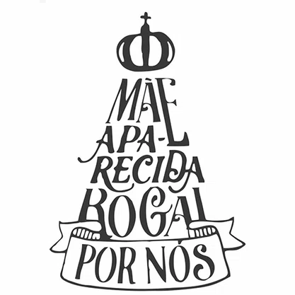 Adesivo Mãe Aparecida Rogai Por Nós em Preto 13,5 x 9 cm