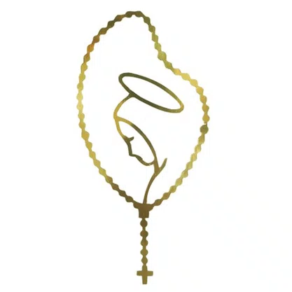 Adesivo Médio Terço Virgem Maria em Dourado