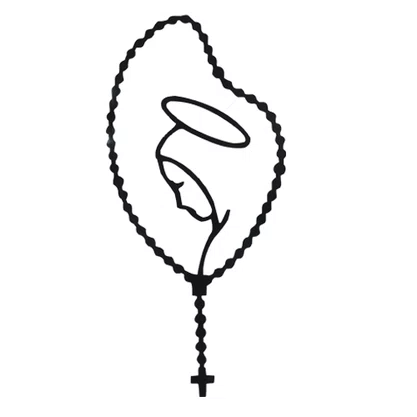 Adesivo Médio Terço Virgem Maria em Preto 14 cm x 6 cm