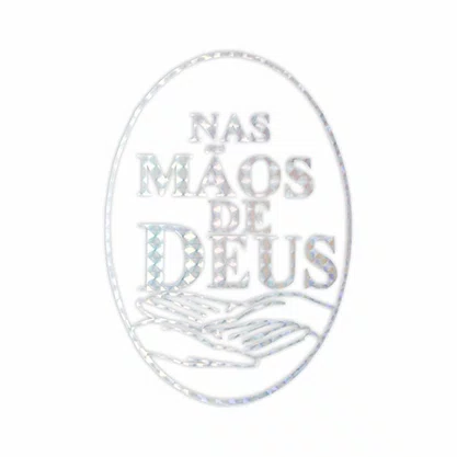 Adesivo Nas Mãos de Deus em Prata 13 cm x 9 cm