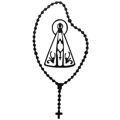 Adesivo Nossa Senhora Aparecida Terço em Preto 14,5 x 6,2 cm