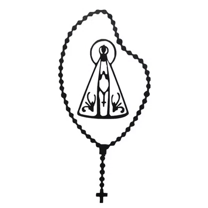 Adesivo Nossa Senhora Aparecida Terço em Preto 14 cm x 7 cm