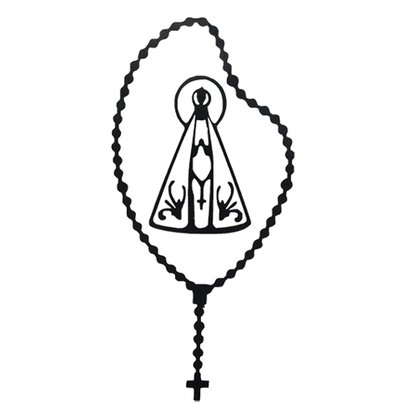 Adesivo Nossa Senhora Aparecida Terço em Preto 22,5 x 10 cm
