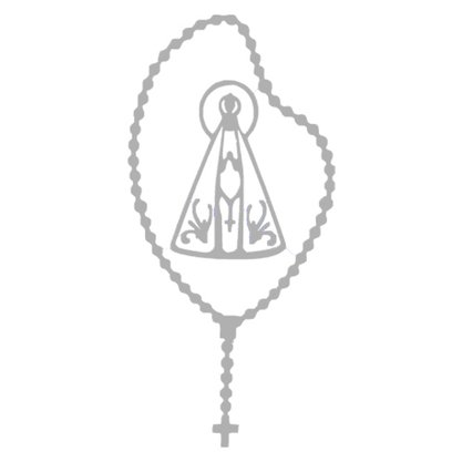 6 unid - Adesivo Nossa Senhora Aparecida Terço em Prata 14,4 x 6,2 cm