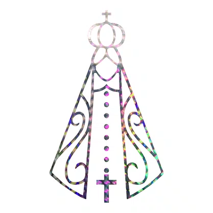 Adesivo Nossa Senhora Aparecida Vazado em Prata 11 x 7 cm