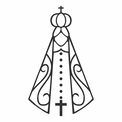 Adesivo Nossa Senhora Aparecida Vazado em Preto 11 x 6,5 cm