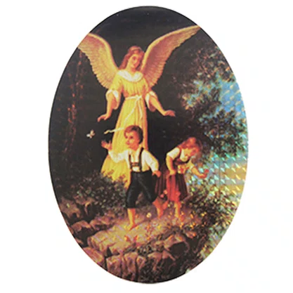 Adesivo Oval Dupla Face Anjo da Guarda 12 cm x 9 cm