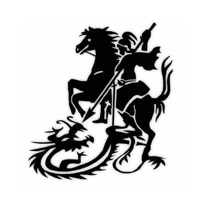 Adesivo São Jorge em Preto 15 cm x 13 cm