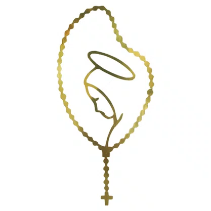Adesivo Virgem Maria Terço em Dourado 10.5 X 5.5 Cm