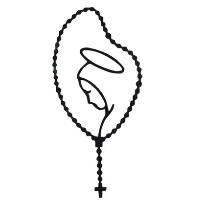 Adesivo Virgem Maria Terço em Preto 19 X 9 Cm