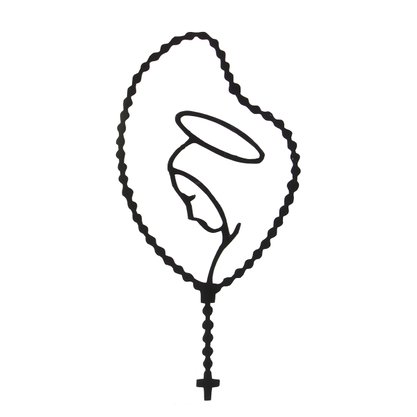 Adesivo Virgem Maria Terço Preto - 10 cm X 5 cm