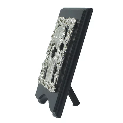 Adorno Batismo Anjo Prata Madeira Mesa 12 cm