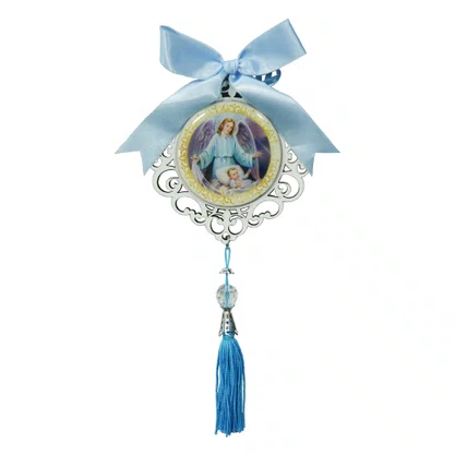 Adorno de Berço Anjo da Guarda com Detalhes em Azul