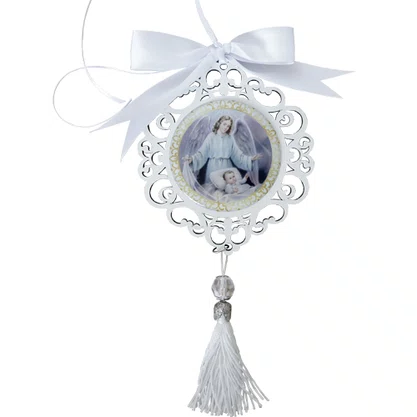 Adorno de Berço Anjo da Guarda com Detalhes em Branco