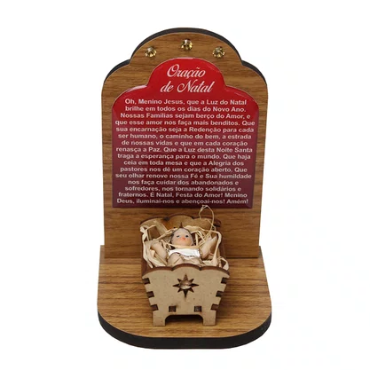 Adorno de Mesa com Manjedoura e Oração - 11 cm x 7 cm