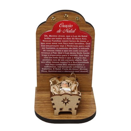 Adorno de Mesa com Manjedoura e Oração - 11 cm x 7 cm