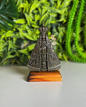 Adorno de Mesa Nossa Senhora Aparecida Ouro Velho - 12 x 7 cm 