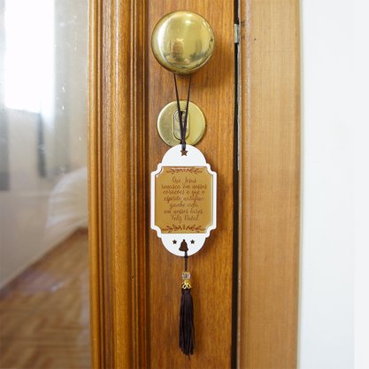 Adorno de Porta MDF Branco Presépio Sagrada Familia