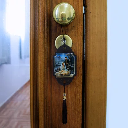 Adorno de Porta Natal MDF Presépio Sagrada Família