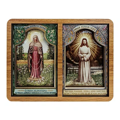 Adorno de Porta Nossa Senhora das Lágrimas e Jesus Manietado 13 cm x 17 cm