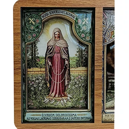 Adorno de Porta Nossa Senhora das Lágrimas e Jesus Manietado 13 cm x 17 cm