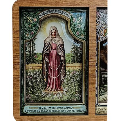 Adorno de Porta Nossa Senhora das Lágrimas e Jesus Manietado 13 cm x 17 cm