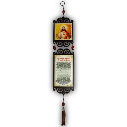 Adorno de Porta Sagrado Coração de Jesus Quadrado Duplo