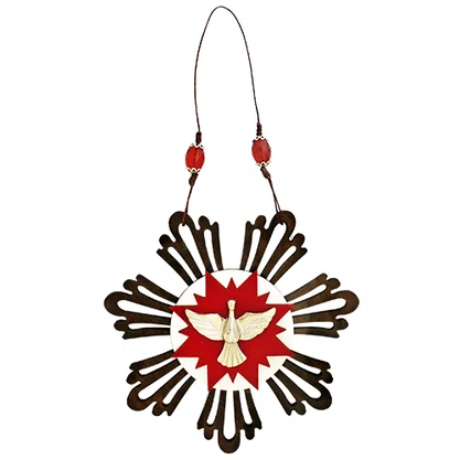 Adorno Divino Espírito Santo com Resplendor Vermelho