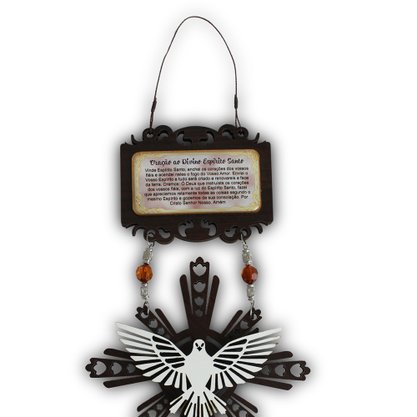 Adorno Divino Espirito Santo Placa com Oração 43cm