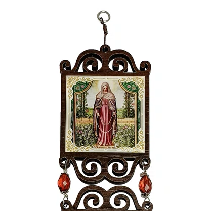 Adorno Duplo Quadrado Nossa Senhora das Lágrimas em MDF