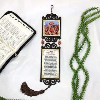 Adorno Duplo Quadrado Nossa Senhora de Guadalupe em MDF