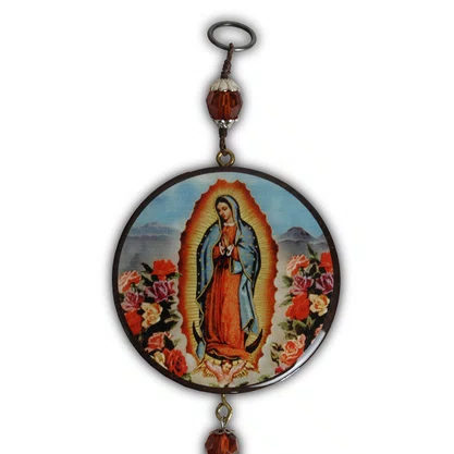 Adorno Duplo Redondo Nossa Senhora de Guadalupe em MDF