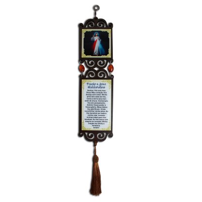 Adorno Jesus Misericordioso Porta MDF Quadrado Duplo