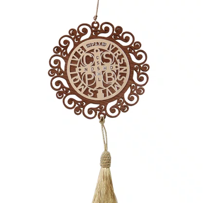 Adorno MDF São Bento Arabesco Pompom  - 38 cm