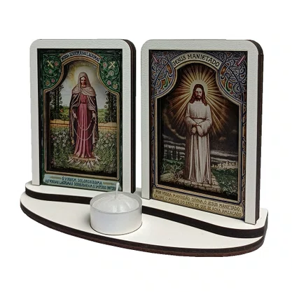 Adorno Mesa de Nossa Senhora das Lágrimas e Jesus Manietado