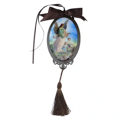 Adorno Oval Anjo da Guarda em MDF