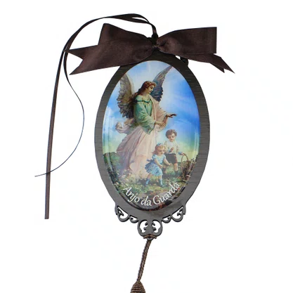 Adorno Oval Anjo da Guarda em MDF