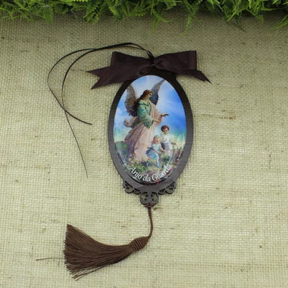 Adorno Oval Anjo da Guarda em MDF